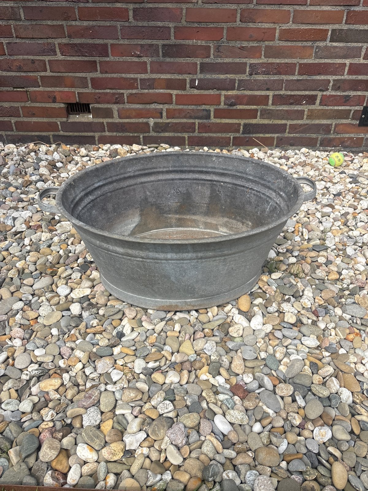 Vintage Zinken Wastobbe / Plantenbak, Ophalen