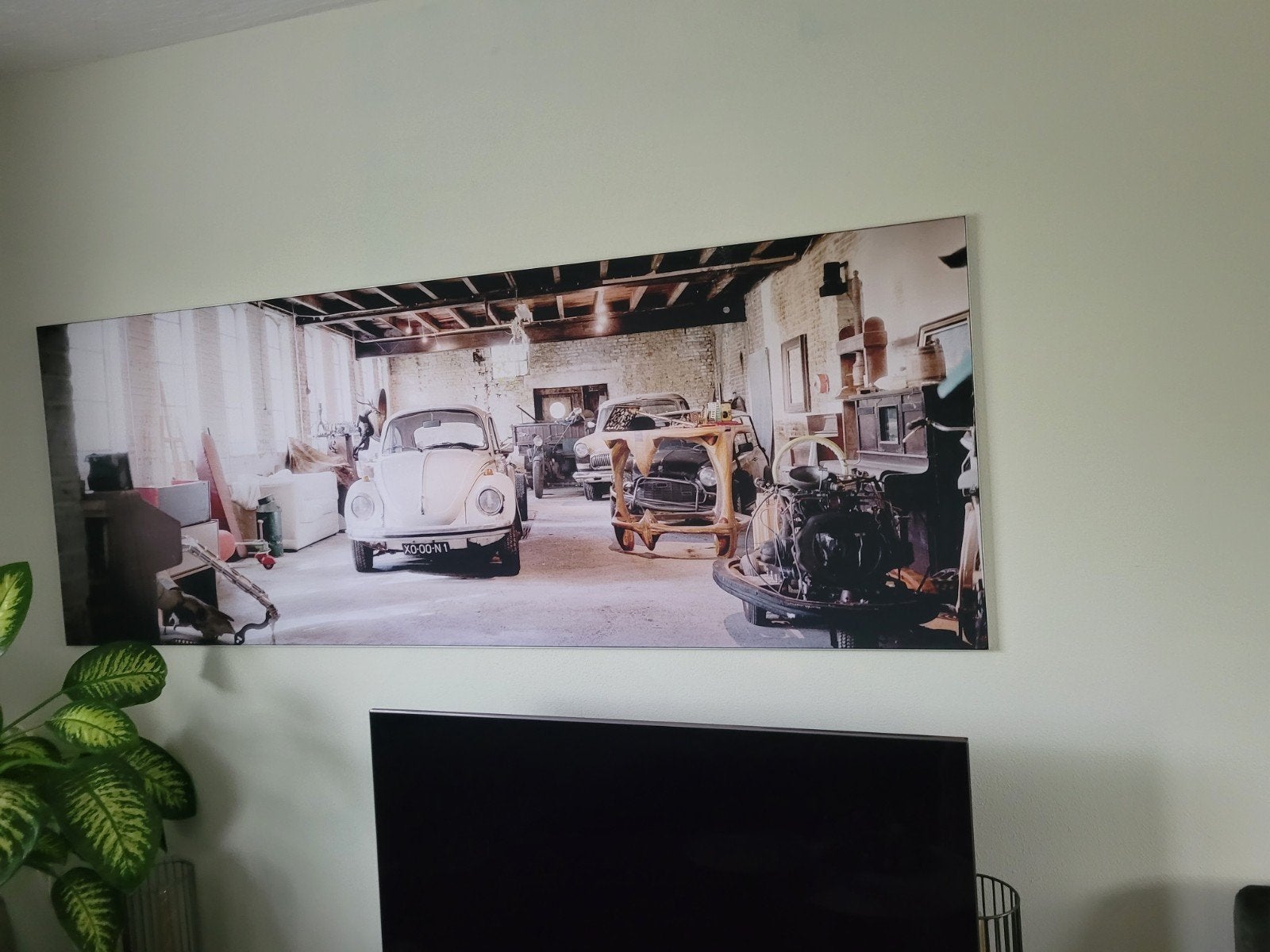 Grote canvas print van oldtimers in garage, Ophalen, 50 – 75, 125 cm of meer, Print