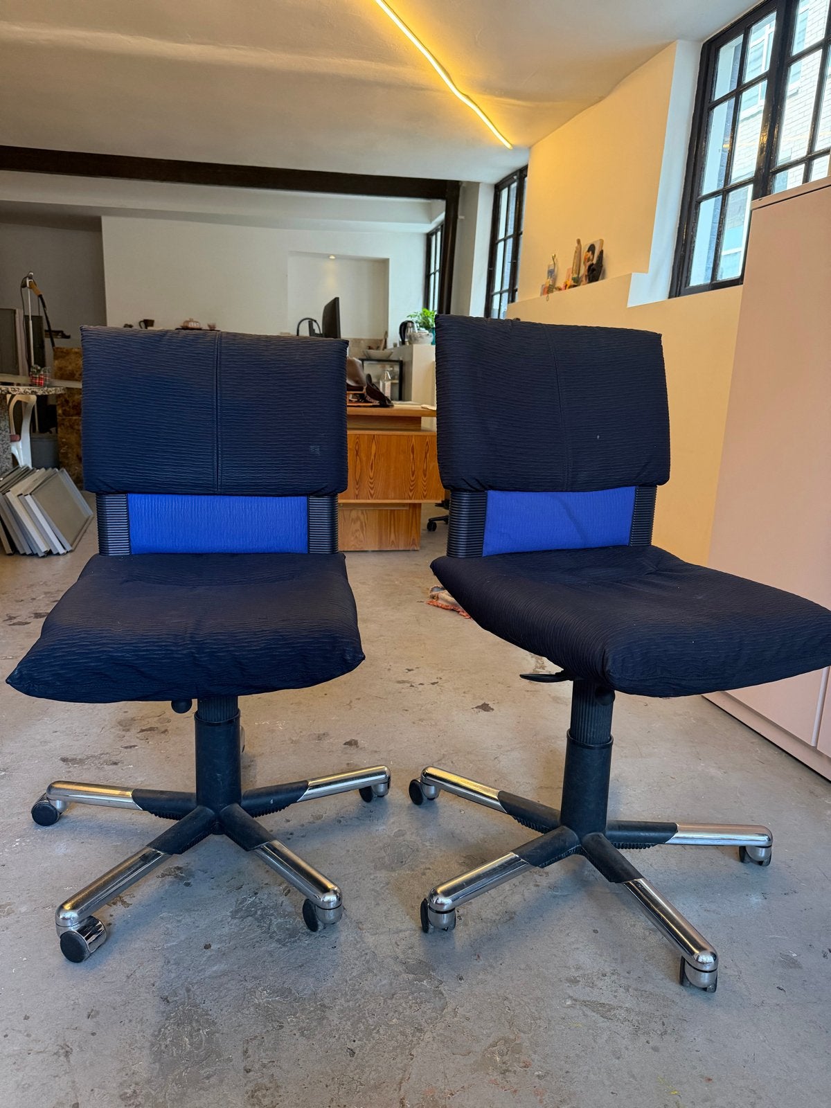 Vitra bureaustoelen - Mario Bellini 1 Zwart/Blauw, Ophalen of Verzenden, Gebruikt, Zwart, Bureaustoel