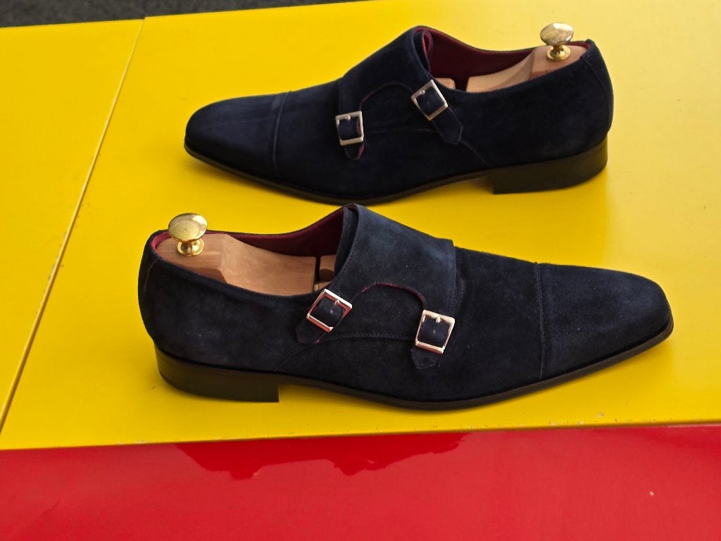 Nieuw ANTONIO Rosso Suede gesp schoenen met blauwe kleur, Blauw, Nieuw, Ophalen of Verzenden, Gespschoenen