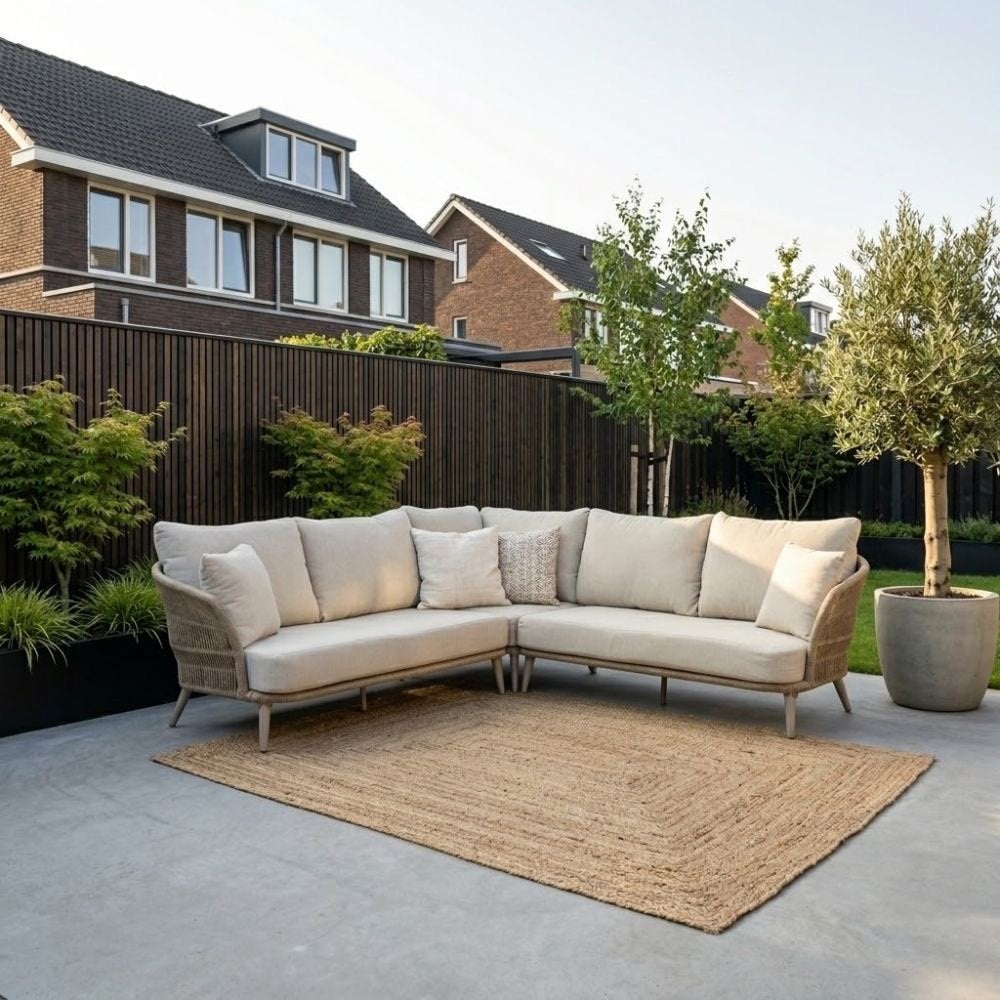 Palermo hoek loungeset beige | 230x230cm | aluminium + rope, Ophalen, 5 zitplaatsen, Aston Martinlaan 36, Bank