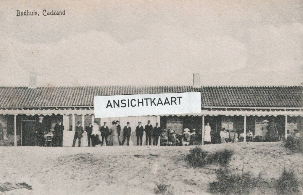 Ansichtkaart Cadzand - Badhuis - volk - 1918, Verzenden, Voor 1920, Gelopen, Zeeland