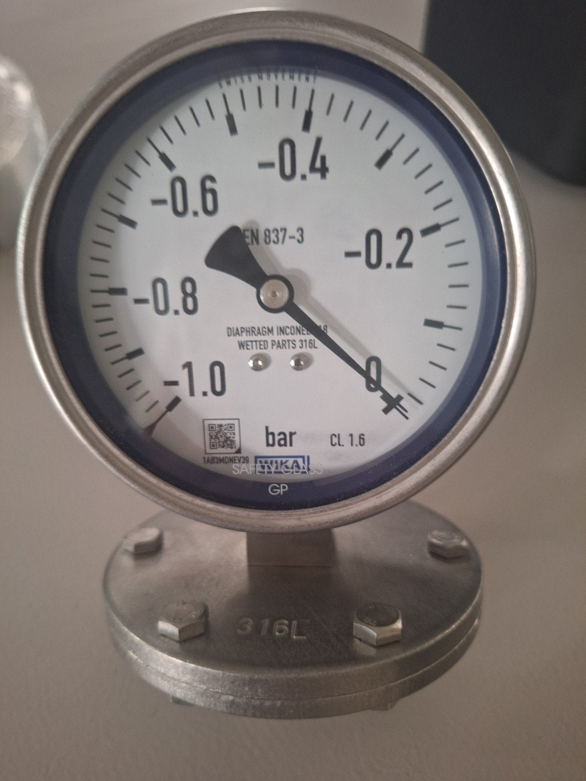 WIKA Membraam Manometer -1.0 tot 0 bar, RVS 316L, Doe-het-zelf en Verbouw, Meetapparatuur, Ophalen of Verzenden, Nieuw, Druk