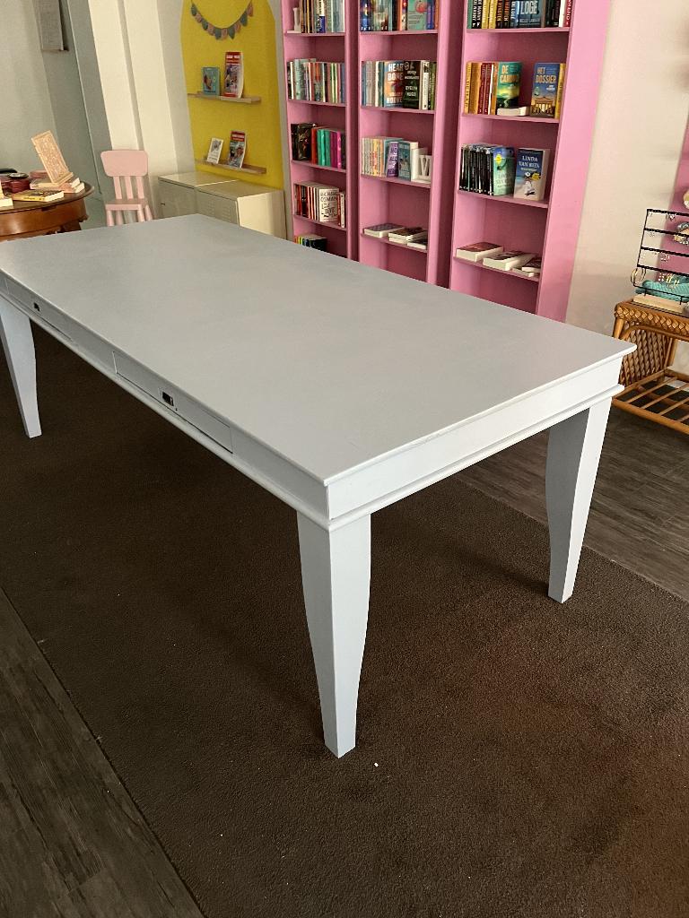 Blauwe tafel, Huis en Inrichting, Ophalen, Gebruikt, 200 cm of meer, 50 tot 100 cm