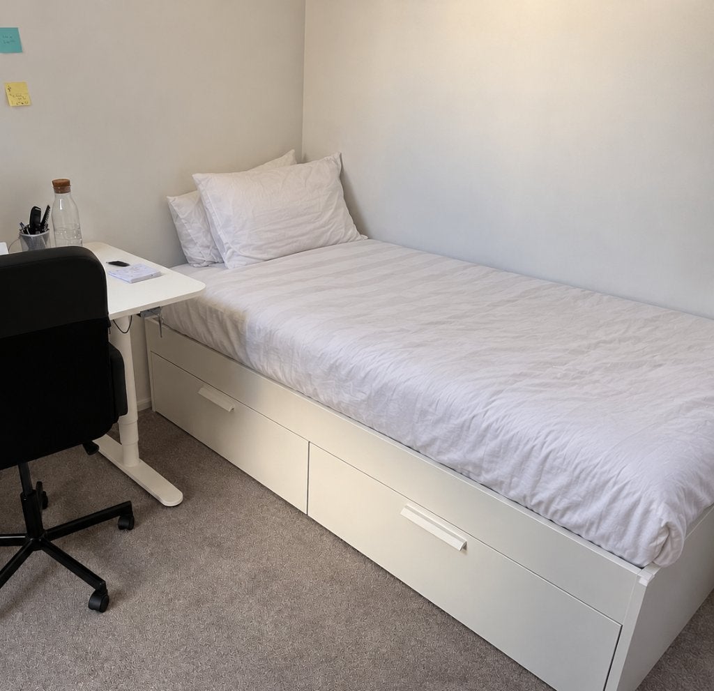 IKEA BRIMNES bed (90x200) + VALevÅG mattress, Ophalen, 90 cm, Eenpersoons, Wit