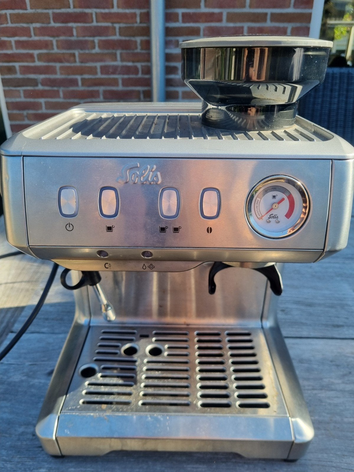 Semi-defect Solis 1018 Espressoapparaat, Verzenden, Gebruikt, Espresso apparaat, Gemalen koffie
