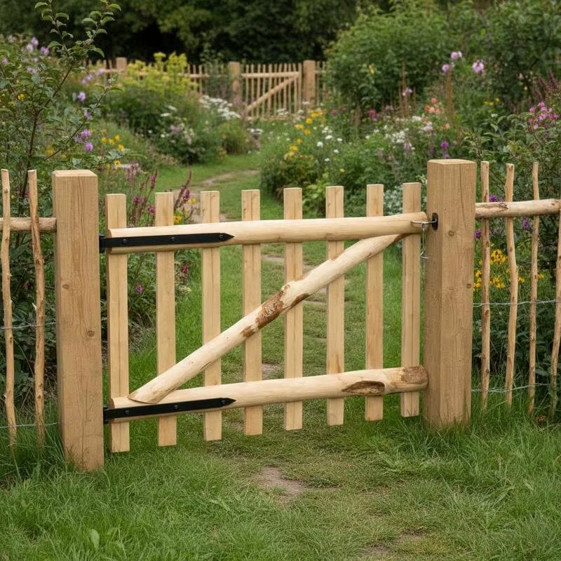 Rustiek Houten Tuinpoort (100x60cm), Tuin en Terras, Verzenden, Nieuw, Draaipoort, 150 tot 200 cm