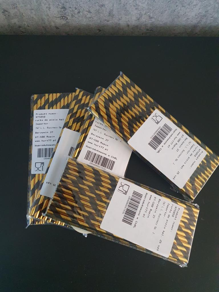 Nieuwe papieren rietjes - zwart/goud gestreept, Ophalen of Verzenden, Nieuw