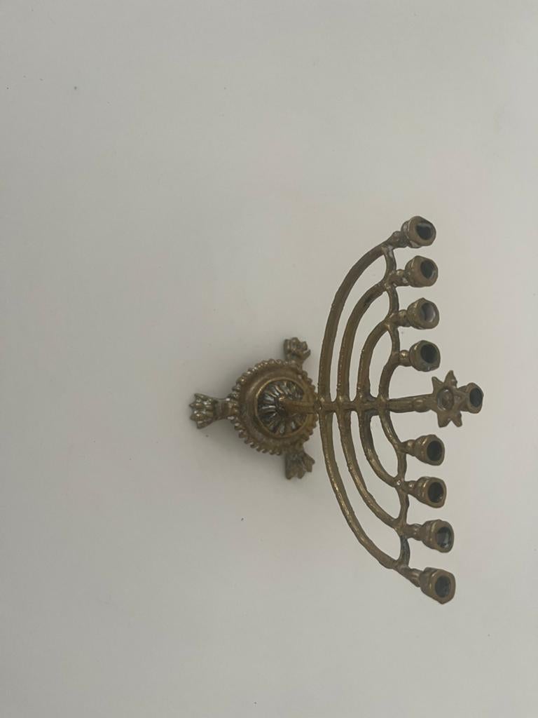 Antieke Messing Menora - Joodse Kandelaar, Antiek en Kunst, Antiek | Kandelaars, Koper of Brons, Ophalen of Verzenden
