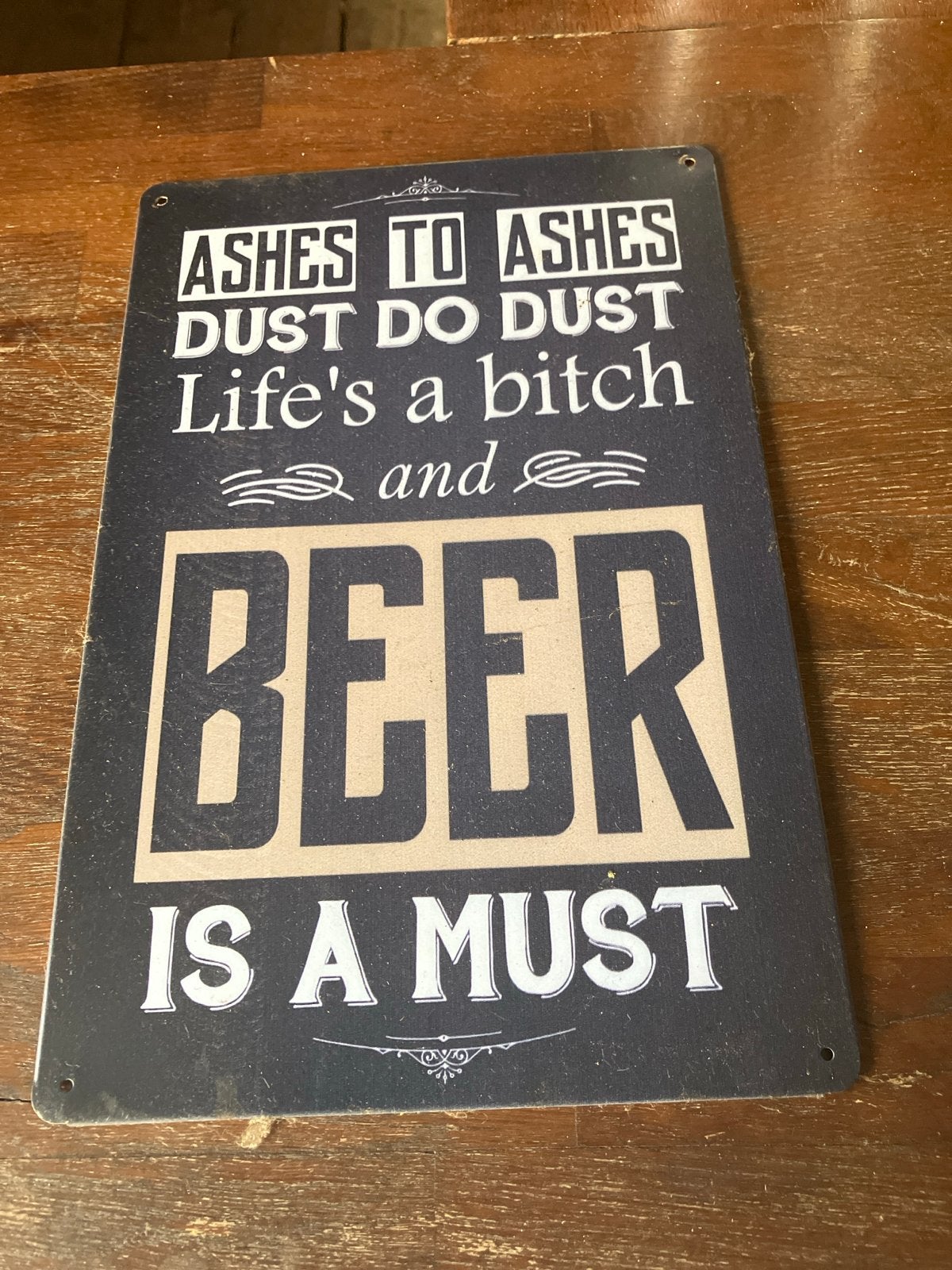 Metalen wandbord 'Beer is a Must' - Vintage look, Vintage, Ophalen of Verzenden, Metaal, Gebruikt