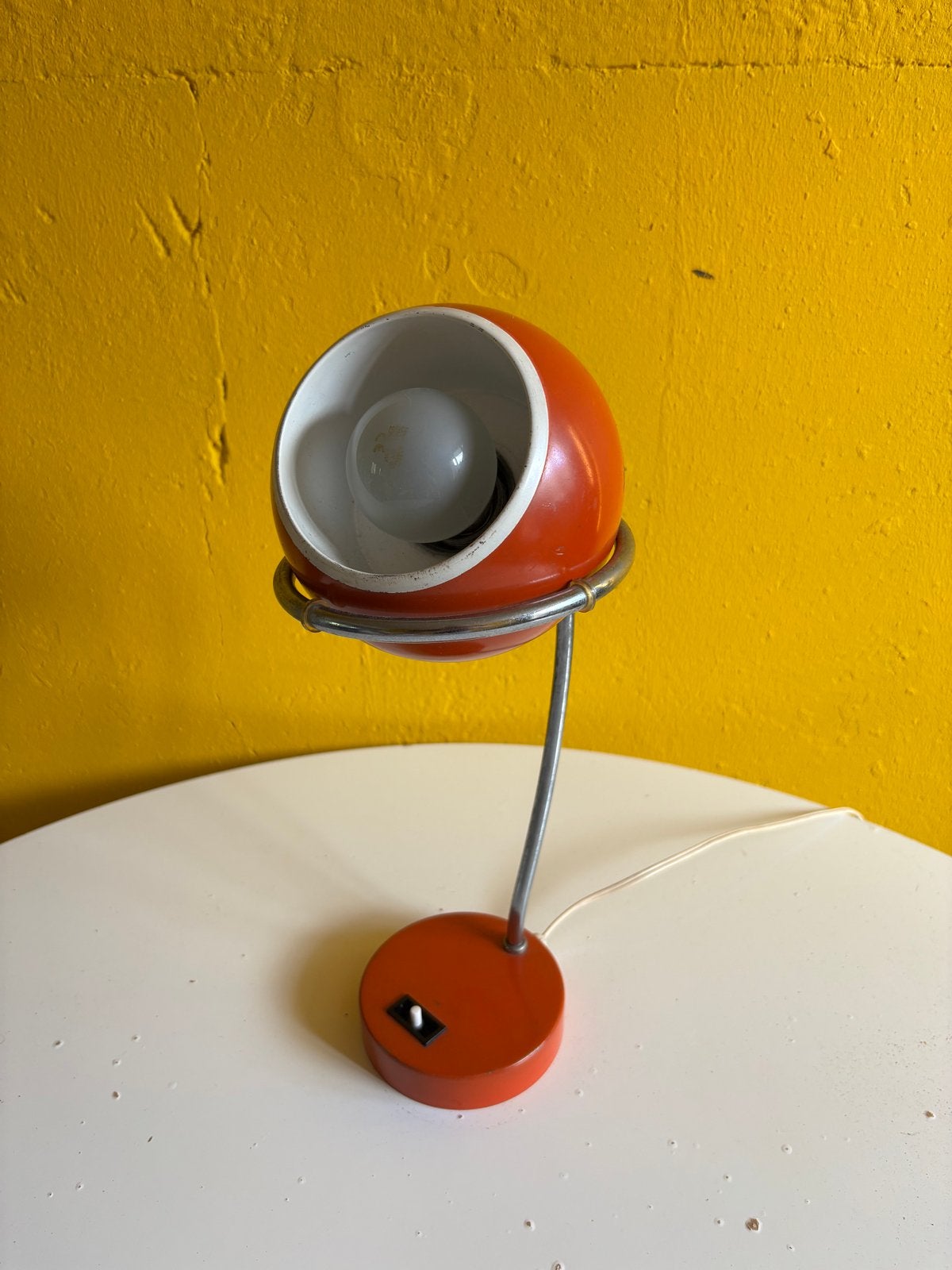 Vintage Space Age Bollamp - Oranje Tafellamp, Antiek en Kunst, Ophalen of Verzenden