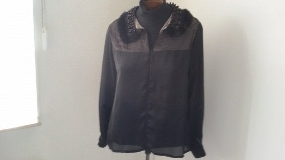 zgan.zwart met beige bloes Donna Dura mt 42, Zwart, Maat 42/44 (L), Donna Dura, Ophalen of Verzenden