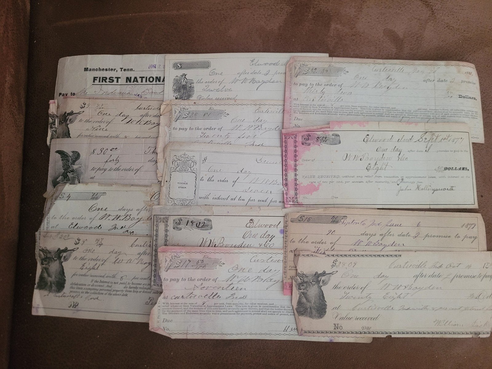 14 cheques bankwissels Verenigde Staten 19e eeuw, Ophalen of Verzenden, Voor 1920, Overige typen