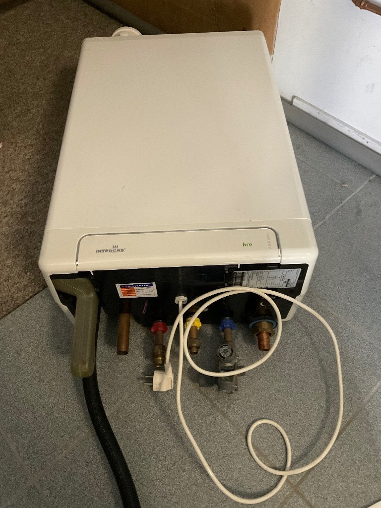 Intergas HRE 28/24a combi ketel, Ophalen, 30 tot 80 cm, Gebruikt, Hoog rendement (Hr)