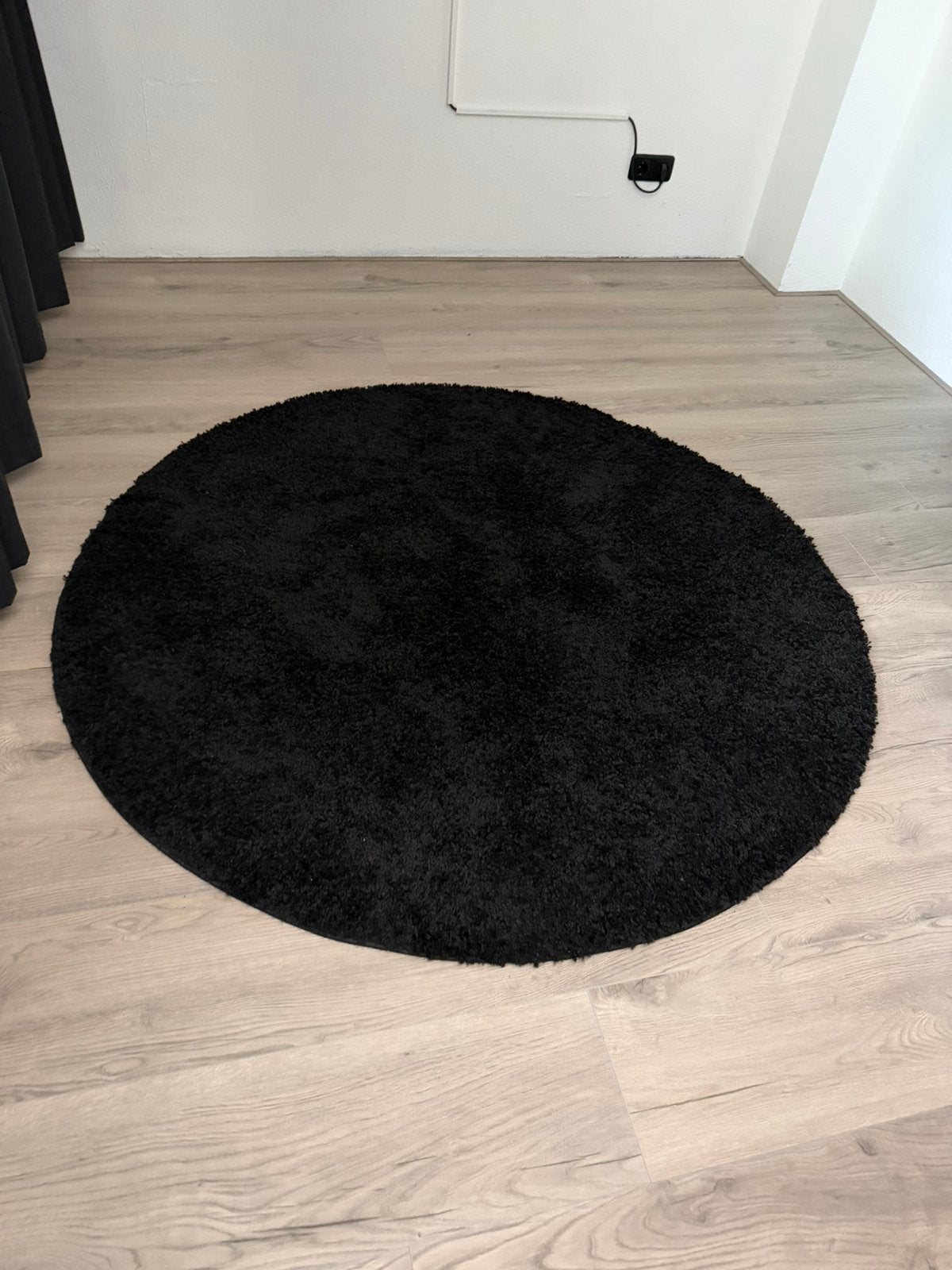 Zgan staat zwart hoogpolig vloerkleed rond 160cm, Ophalen, Zwart, 150 tot 200 cm, Rond