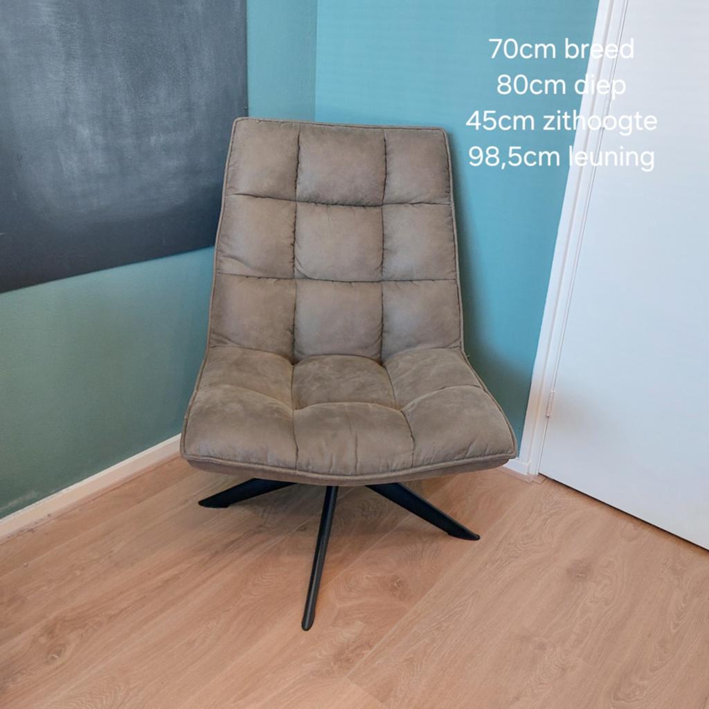 WOOOD fauteuil Jouke groen leerlook polyester draaibaar, Huis en Inrichting, Fauteuils, Ophalen, 75 tot 100 cm, Leer, 50 tot 75 cm
