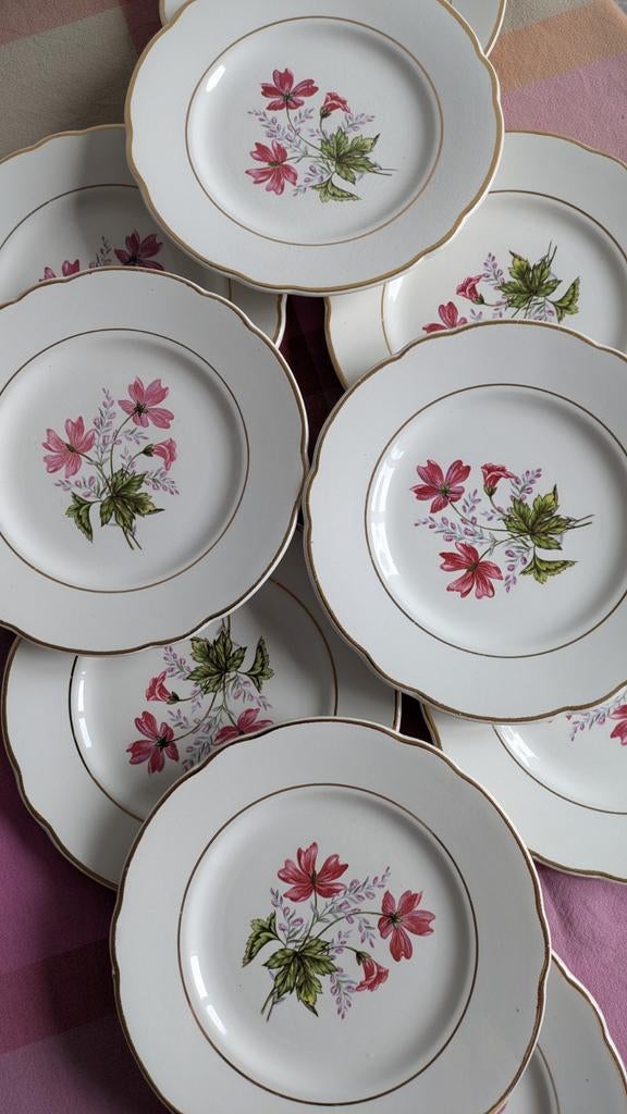 Franse Vintage borden bloemen en goud Lunéville Milan, Huis en Inrichting, Keuken | Servies, Ophalen of Verzenden, Overige stijlen
