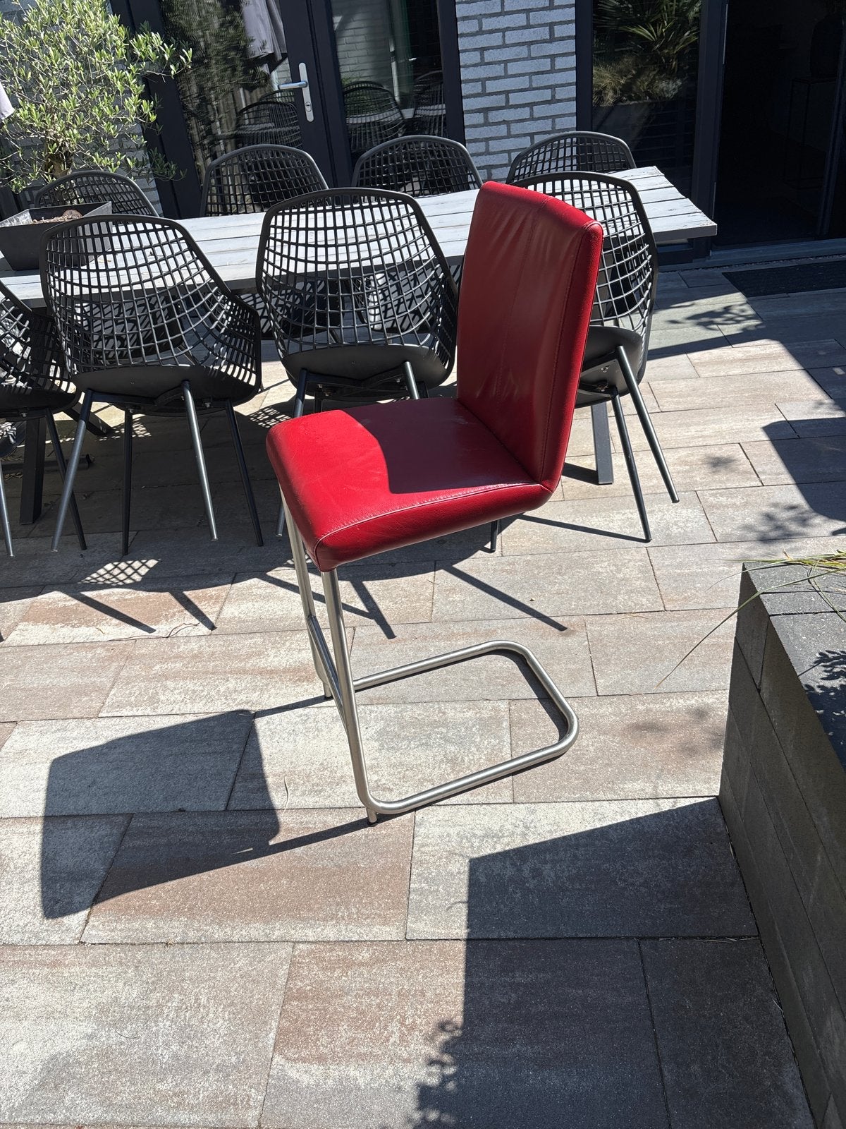 2 rode barkrukken met lichte gebruiksschade, Ophalen, Gebruikt, 90 cm of meer, Metaal