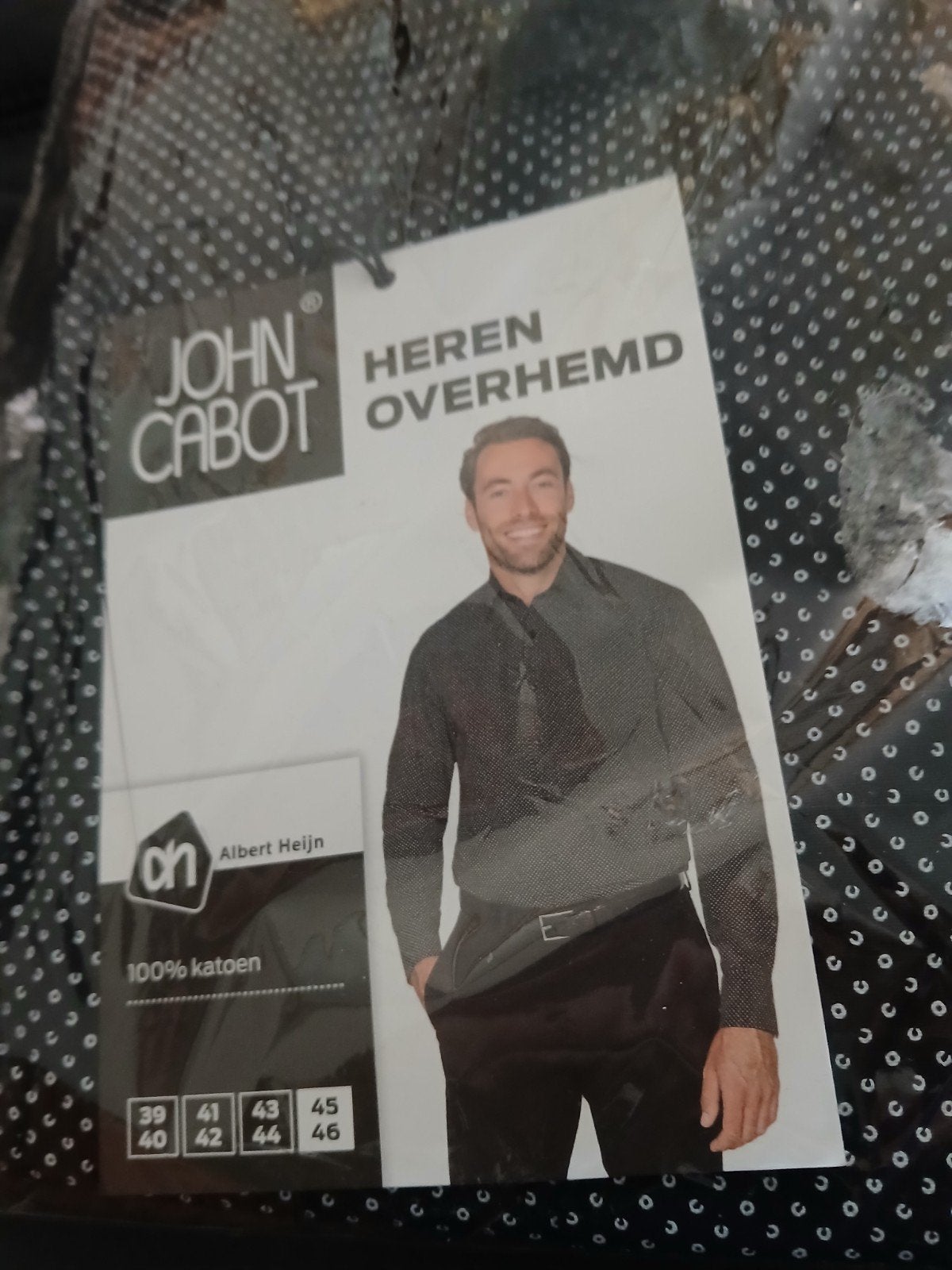 John cabot  nieuw heren overhemd zwart wit stippen, Overige kleuren, Verzenden, Nieuw, Overige halswijdtes
