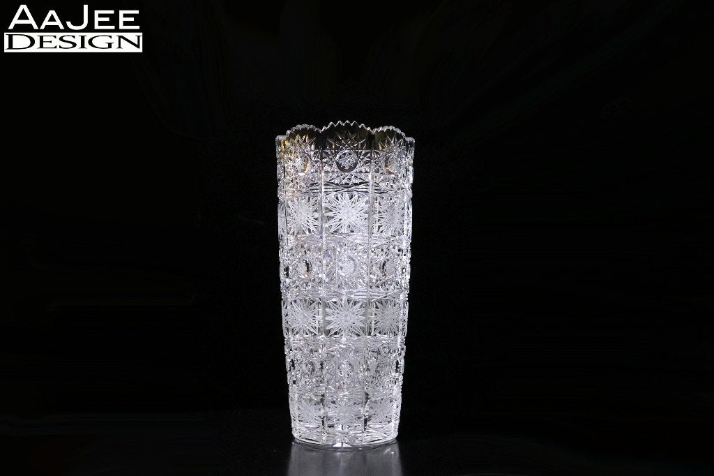 Bohemia Crystal – Vaas – Gegraveerd kristal – Handgeslepen, Ophalen of Verzenden, Zo goed als nieuw, Handgemaakt, 21 cm