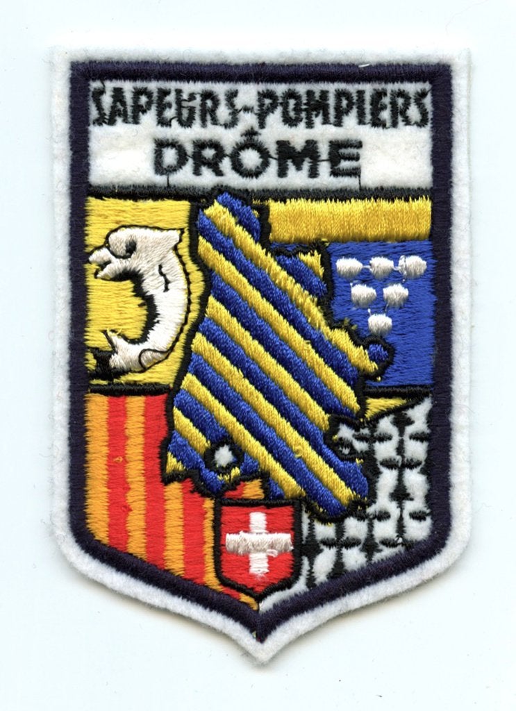 Franse brandweer embleem departement drome, Verzamelen, Ophalen of Verzenden, Overige soorten, Overige gebieden, Embleem of Badge