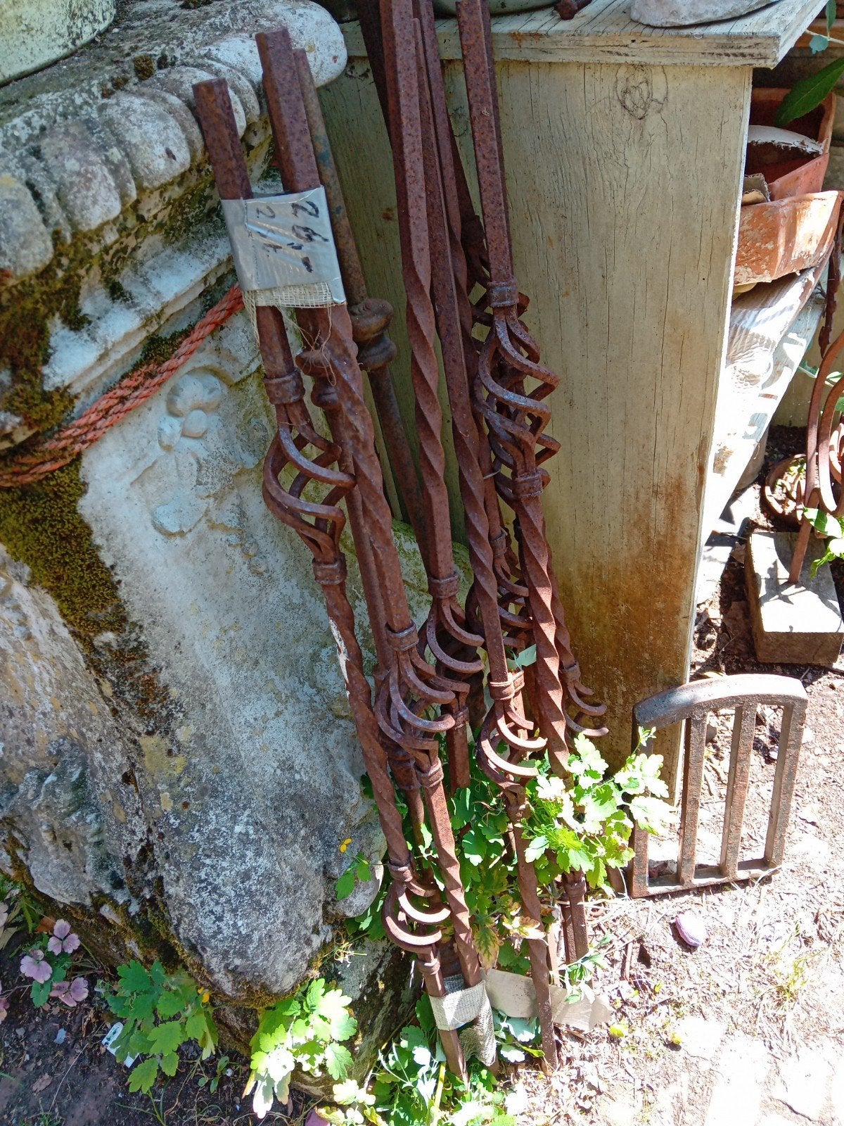 Smeedijzeren spijlen Antiek model v trap balustrade hek, Tuin en Terras, Tuinhekken en Hekwerk, Ophalen, Gebruikt, IJzer, Overige typen