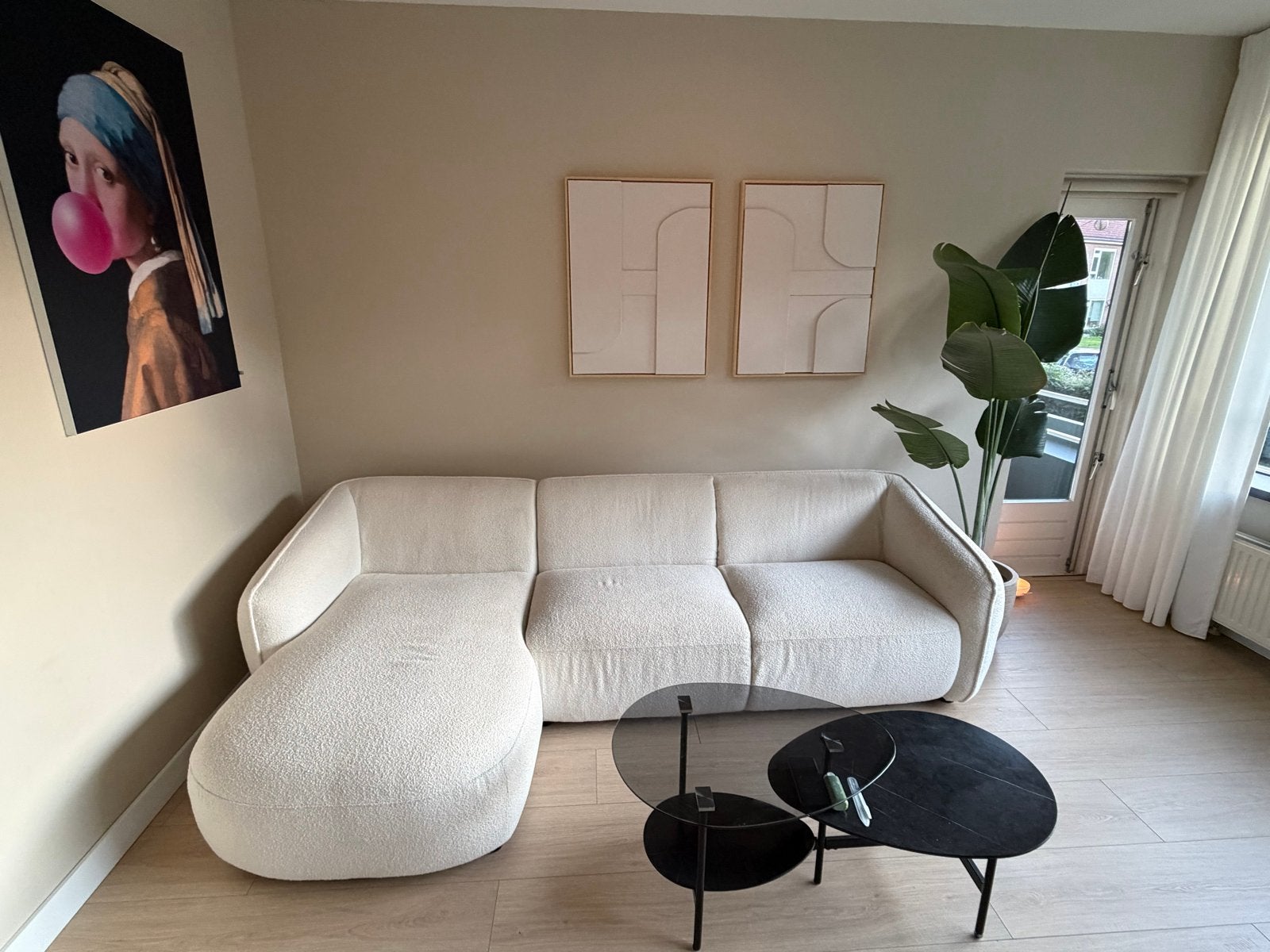 Comfortabele Hoekbank met Hocker - 264 cm breed, Huis en Inrichting, Ophalen, 250 tot 300 cm, 75 tot 100 cm, Zo goed als nieuw