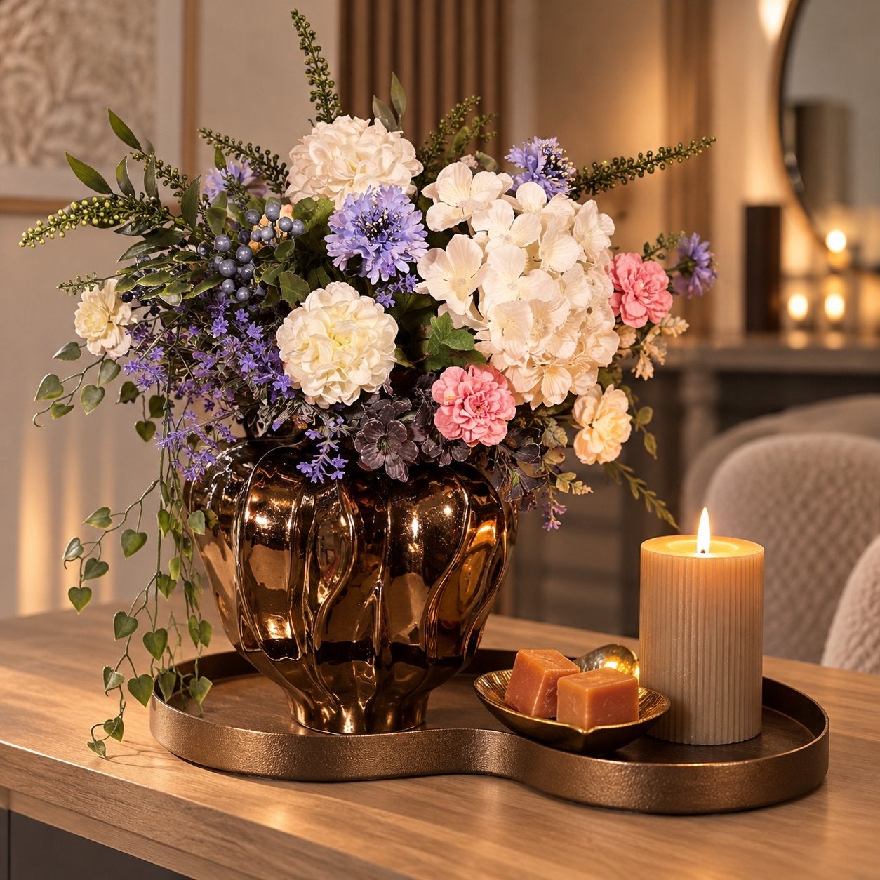 Tafeldecoratie set - Compleet zijden bloemen decoratie set, 40 cm, Www.discountfashioncorner.nl, Inclusief kunstbloemen, Ophalen of Verzenden