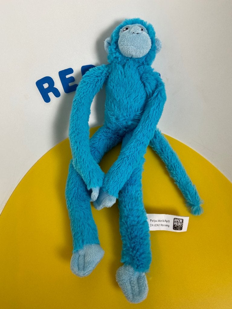 K2507 apenheul aap aapje blauw, Kinderen en Baby's, Speelgoed | Knuffels en Pluche, Ophalen of Verzenden, Zo goed als nieuw, Overige typen