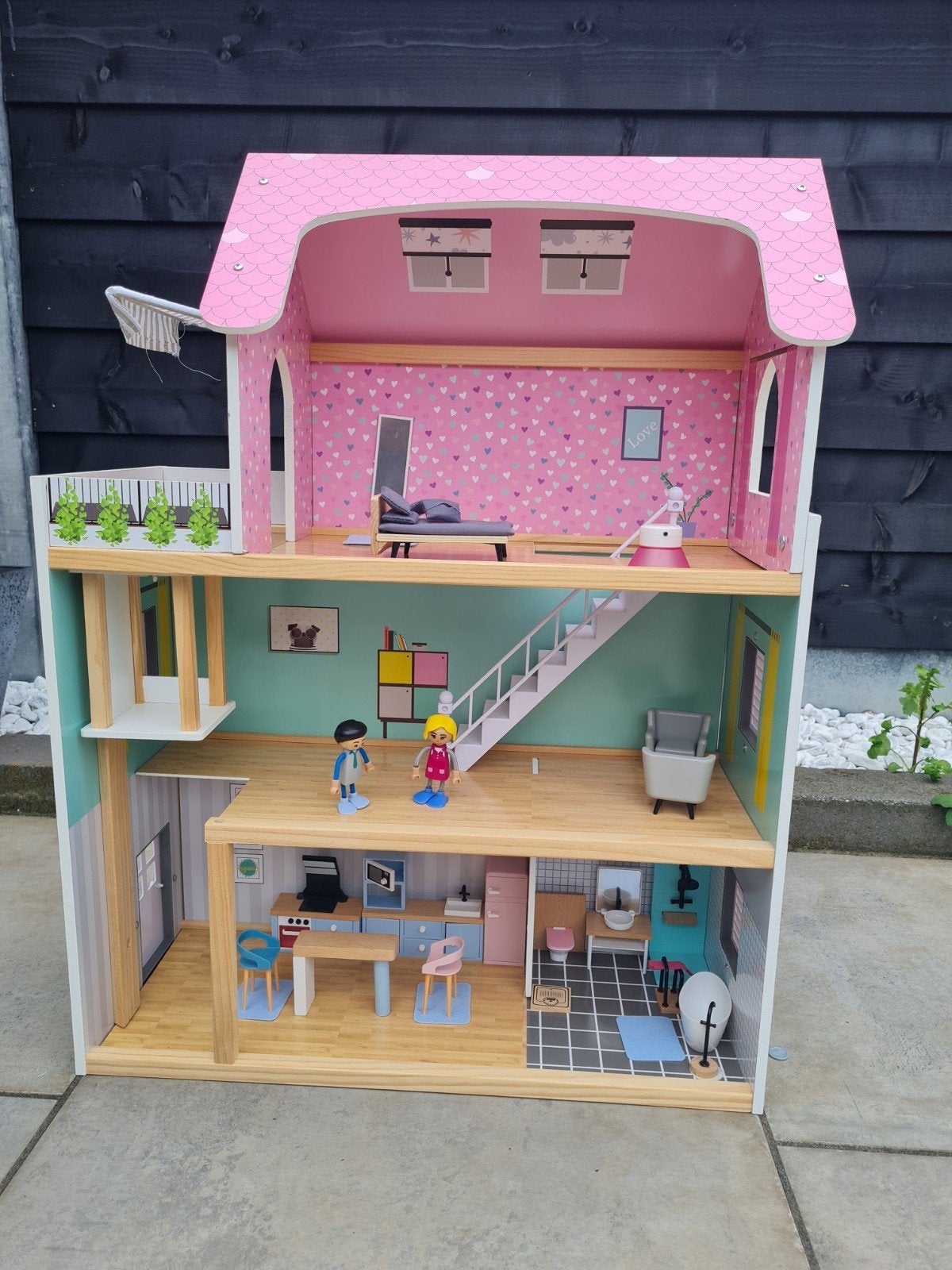 Houten poppenhuis zo goed als nieuw, Kinderen en Baby's, Speelgoed | Poppenhuizen, Ophalen