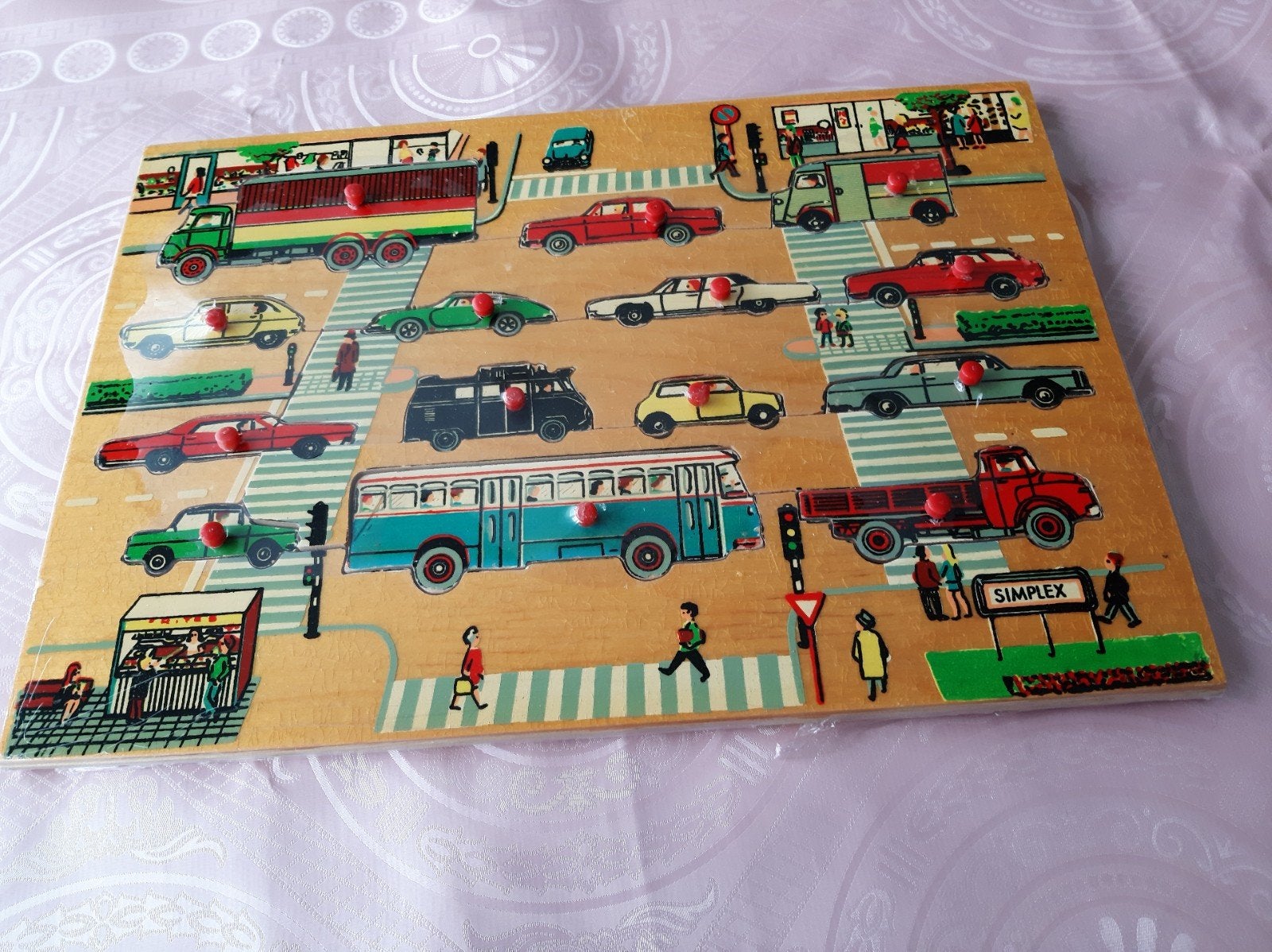 Mooie vintage Oude auto modellen puzzel van Simplex., Ophalen of Verzenden