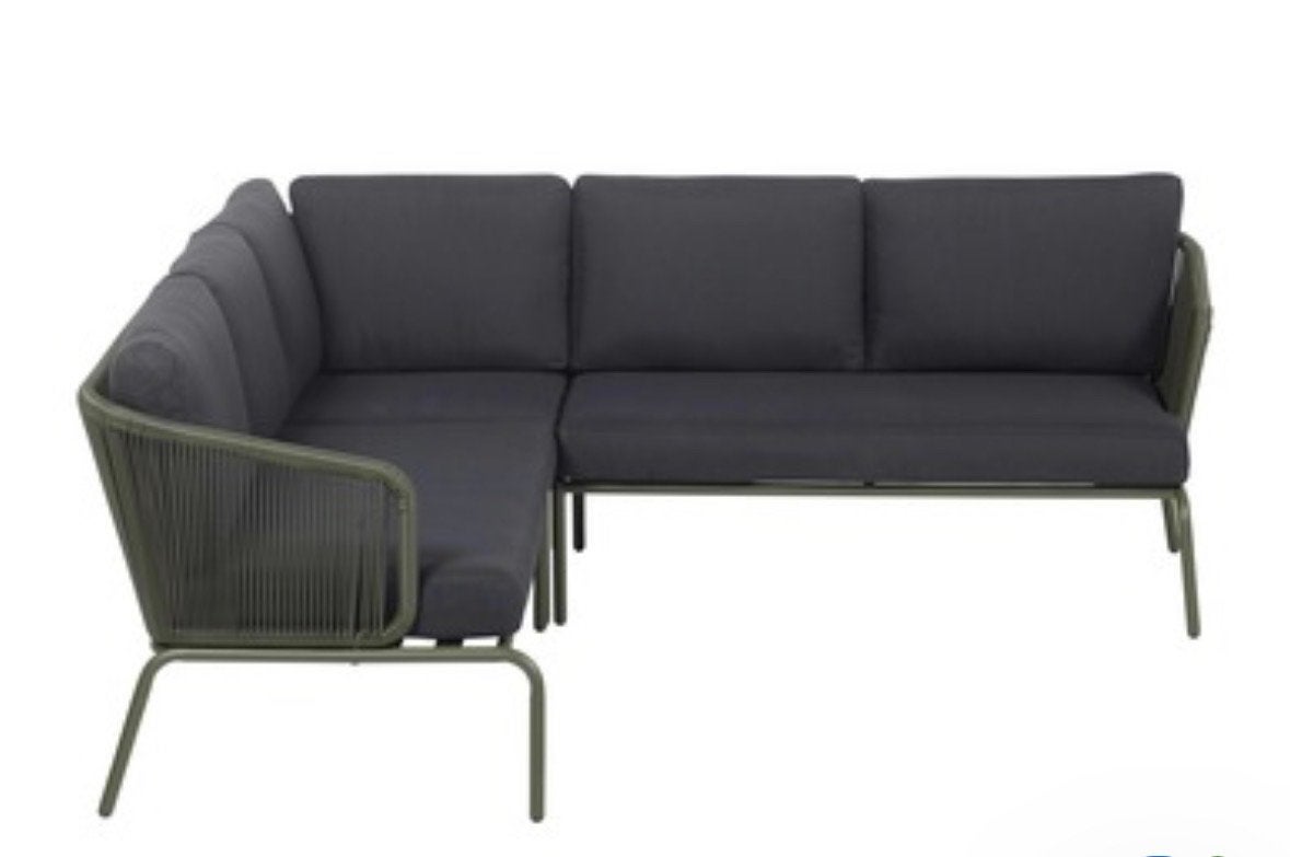 Loungeset Kopenhagen legergroen met kussens, Tuin en Terras, Ophalen, 5 zitplaatsen, Gebruikt, Loungeset
