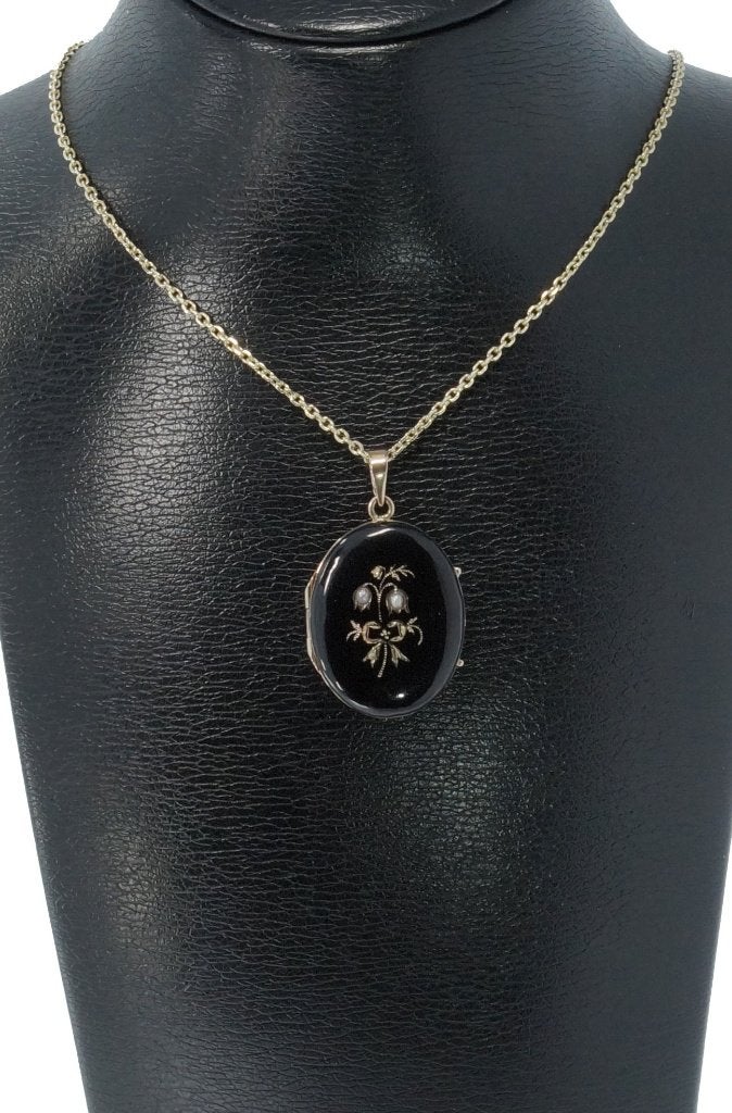 Fraaie 14k gouden foto medaillon ketting hanger antiek dame