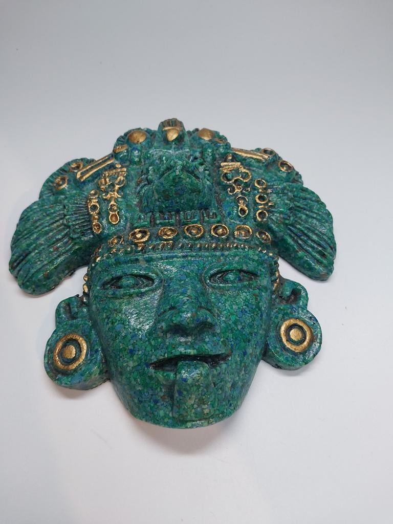Prachtig Mexicaans wandmasker - Groen met goud, Antiek en Kunst, Ophalen of Verzenden
