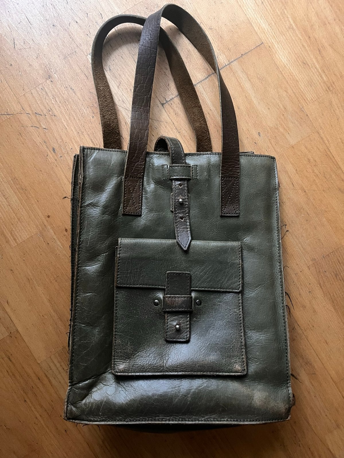 Vintage Leren Shopper/Handtas - Groen - Royal Republique, Ophalen of Verzenden, Zo goed als nieuw, Groen, Shopper