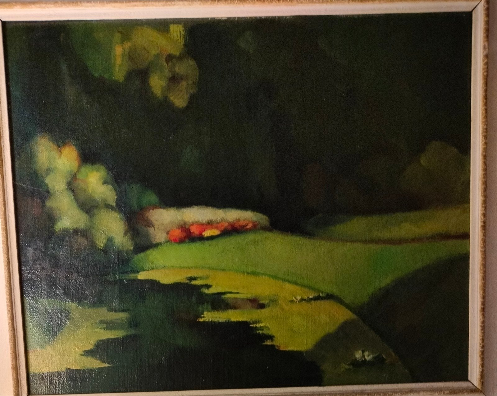 Zicht op het Vondelpark door M Dogterom 1942 olie op doek., Ophalen, Doek, Realistisch, Gesigneerd