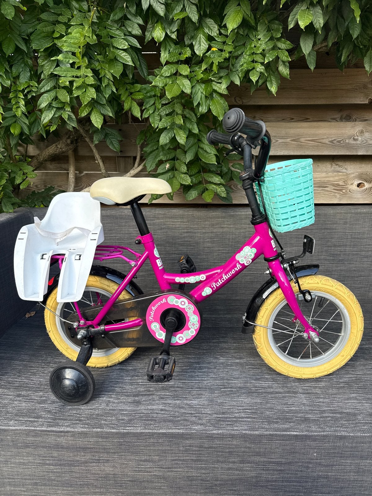 Patchwork kinderfiets 12,5 inch + zijwieltjes, Fietsen en Brommers, Ophalen, Gebruikt, Minder dan 16 inch, Zijwieltjes