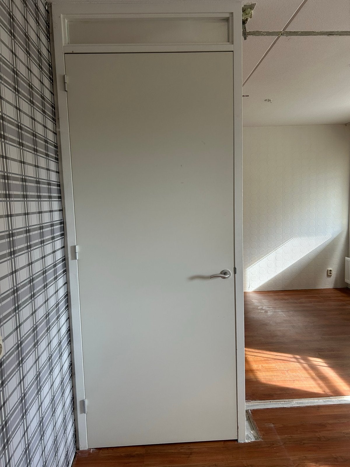 Mooie slaapkamerdeur met kozijn en bovenlicht, Gebruikt, 215 cm of meer, Binnendeur, Hout
