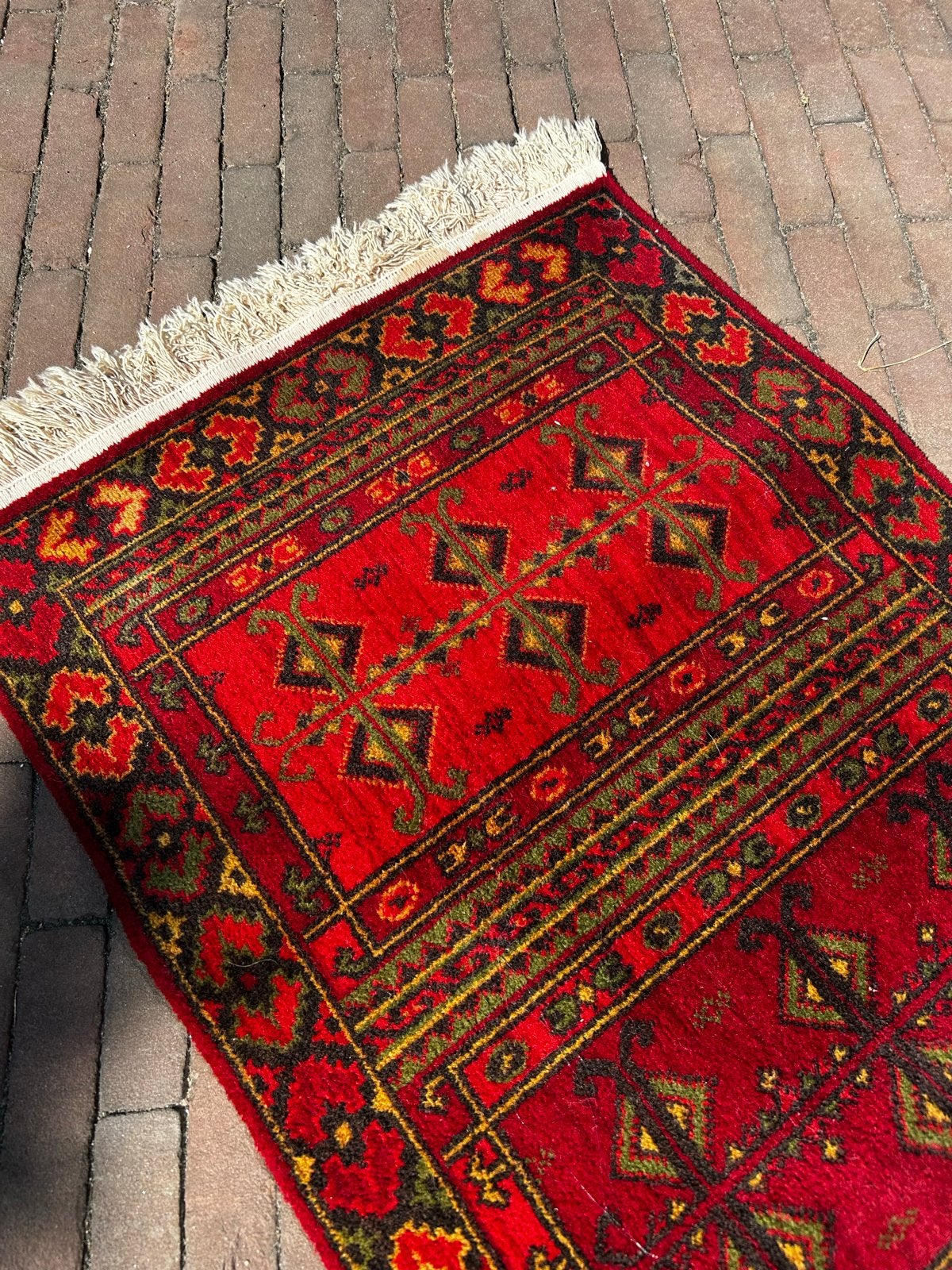 Rood Oosters tapijt 60x130 cm, Ophalen, Gebruikt, 100 tot 150 cm, 50 tot 100 cm