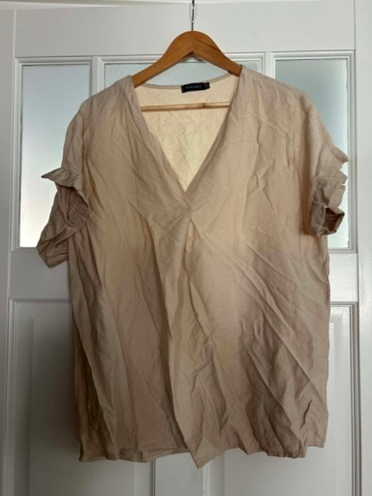 Pescara beige top met korte mouwen, Ophalen, Beige, Maat 46/48 (XL) of groter, Zo goed als nieuw