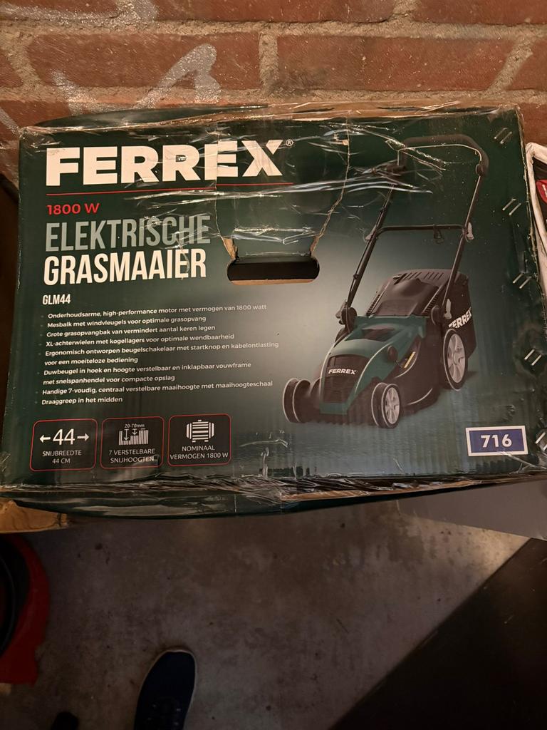 Ferrex Nieuwe Elektrische Grasmaaier1800W GLM44 – Ongebruikt, Tuin en Terras, Ophalen of Verzenden, Nieuw