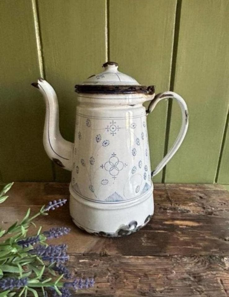 Oude  emaille koffiekan koffiepot Saks, Ophalen of Verzenden