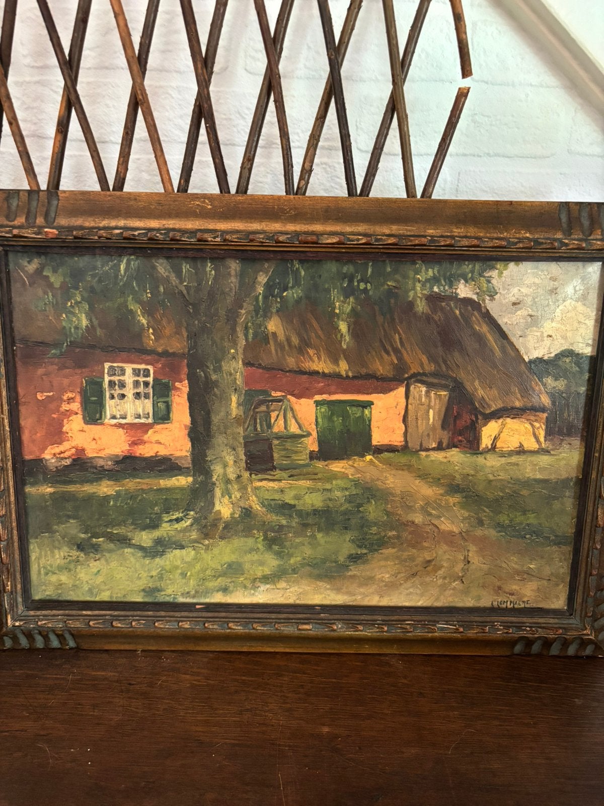Origineel olieverf schilderij van Léon Lommaert, Doek, Realistisch, Ophalen of Verzenden, Gesigneerd