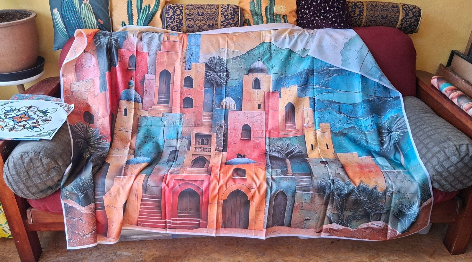 Dundoek Marokko print - 150 x 200 cm, Oosters, Meerkleurig, Nieuw, Ophalen of Verzenden