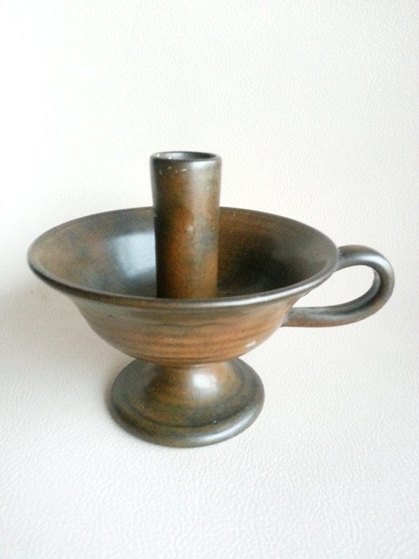 Prachtig Vintage Tewa Keramiek – Kandelaar Jaren 70, Huis en Inrichting, Woonaccessoires | Kandelaars en Kaarsen, Bruin, Overige merken