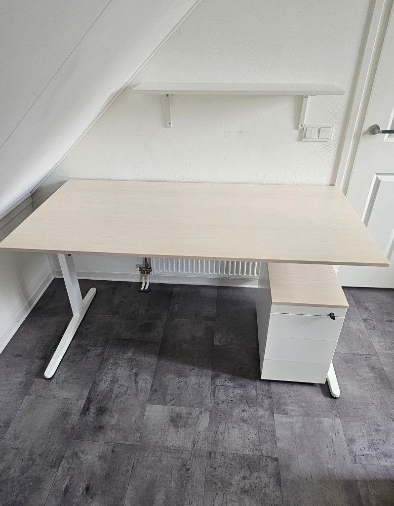 In hoogte verstelbaar bureau incl. ladenblok, 160 cm, Metaal, Schoolbureau, Ophalen of Verzenden