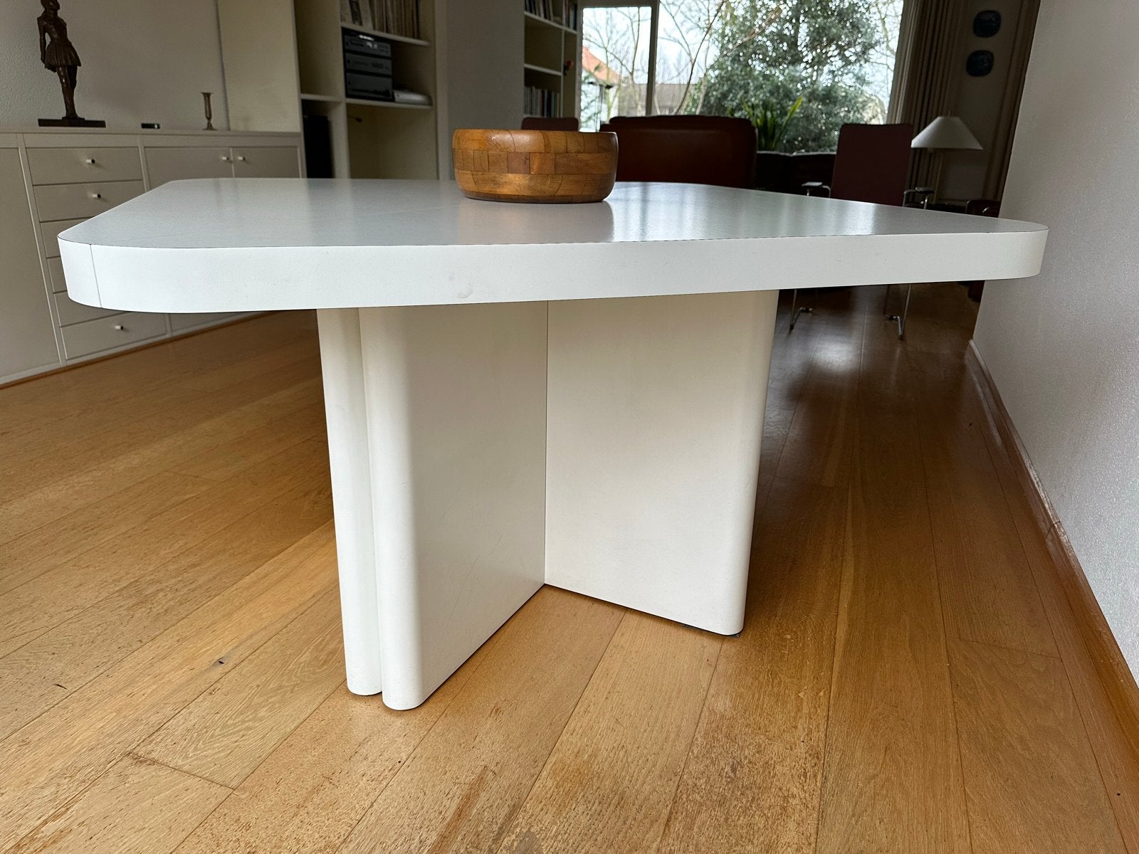 Eettafel, wit, uitklapbaar 4-6p., 120x120, in prima staat, Huis en Inrichting, Tafels | Eettafels, Ophalen, Rechthoekig, 50 tot 100 cm
