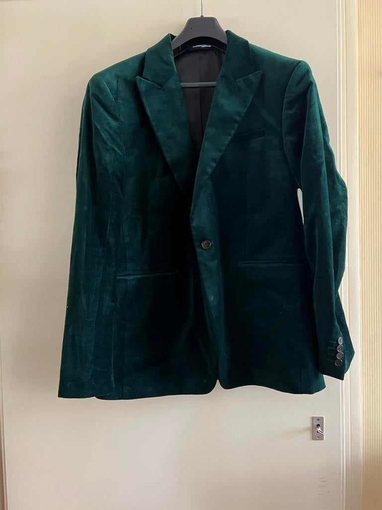 Donkergroen velours jasje maat 54, Ophalen of Verzenden, Zo goed als nieuw, Maat 52/54 (L), Groen