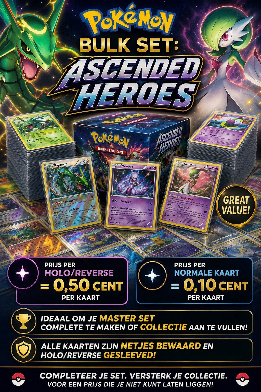 🔥Pokemon Kaarten Bulk Ascended Heroes, Ophalen of Verzenden, Zo goed als nieuw
