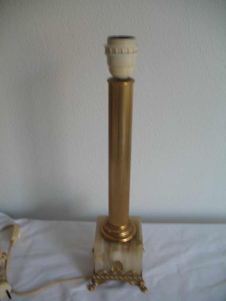 Lampenvoet Koper Marmer Leeuwenpootjes Vintage, Antiek en Kunst, Ophalen of Verzenden